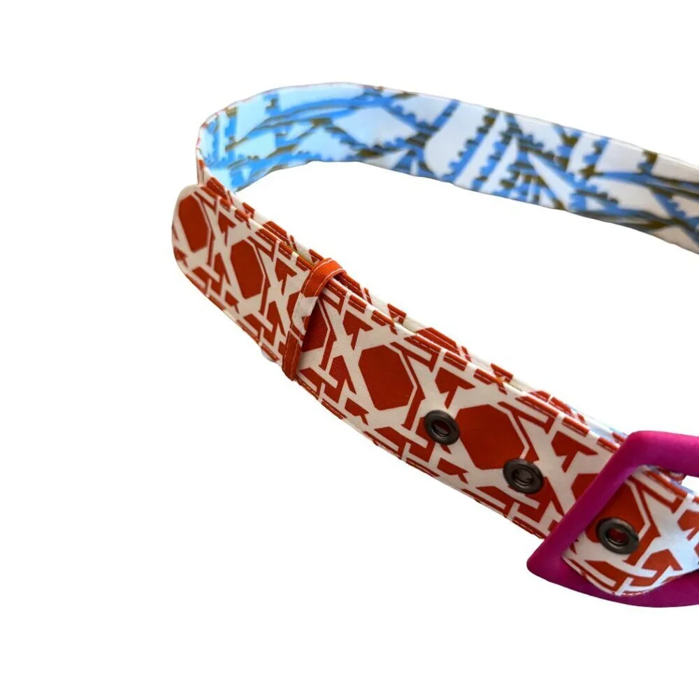 Diane Von Furstenberg Vintage Cane Marmalade Print Colorful Pink Buckle Women's